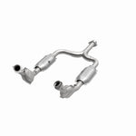 MagnaFlow 51127 oem grade direct-fit catalytic converter, opposite front three-quarter view of the turntable spin