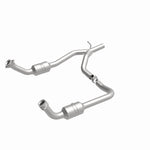MagnaFlow 52153 oem grade direct-fit catalytic converter, front three-quarter view of the turntable spin