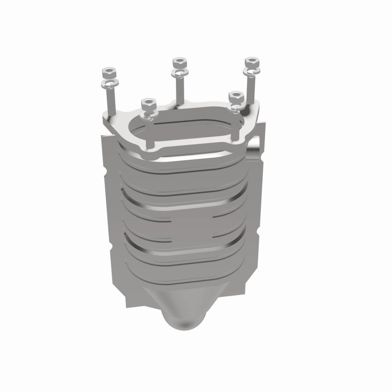 MagnaFlow 452842 carb direct-fit catalytic converter, opposite side view of the turntable spin