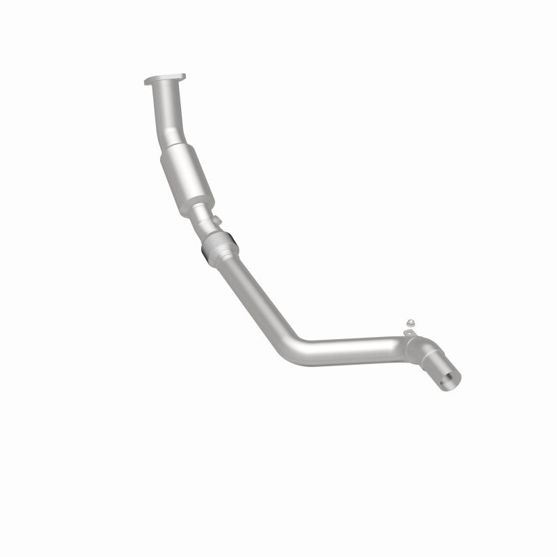 MagnaFlow 5561540 carb direct-fit catalytic converter, rear three-quarter view of the turntable spin