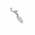 MagnaFlow 52417 oem grade direct-fit catalytic converter, rear three-quarter view of the turntable spin