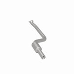 MagnaFlow 5571765 carb direct-fit catalytic converter, rear three-quarter view of the turntable spin