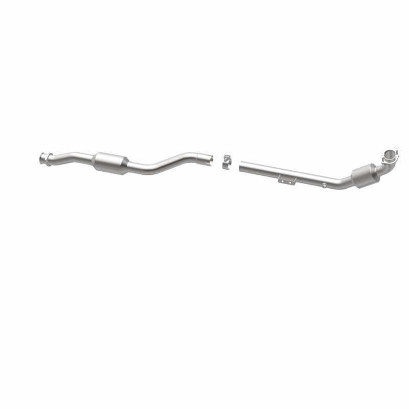 MagnaFlow 454033 carb direct-fit catalytic converter, opposite rear three-quarter view of the turntable spin