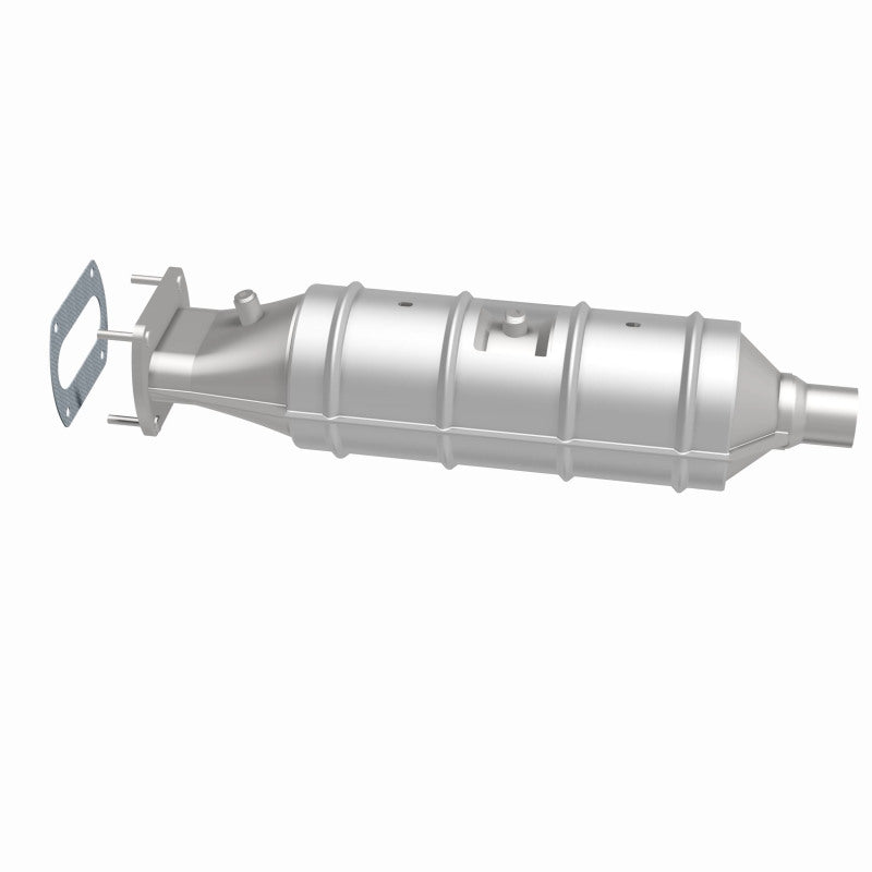 MagnaFlow 55213 epa direct-fit catalytic converter, side view of the turntable spin