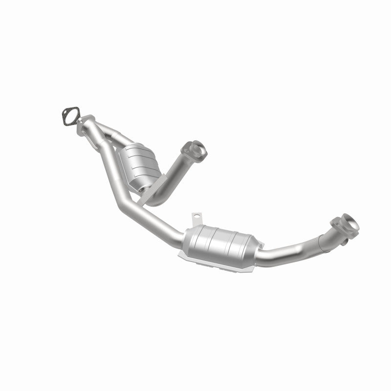 MagnaFlow 50202 epa direct-fit catalytic converter, opposite rear three-quarter view of the turntable spin