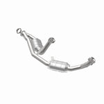 MagnaFlow 50202 epa direct-fit catalytic converter, opposite rear three-quarter view of the turntable spin