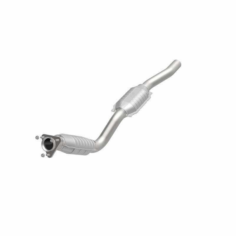 MagnaFlow 49669 oem grade direct-fit catalytic converter, opposite front three-quarter view of the turntable spin