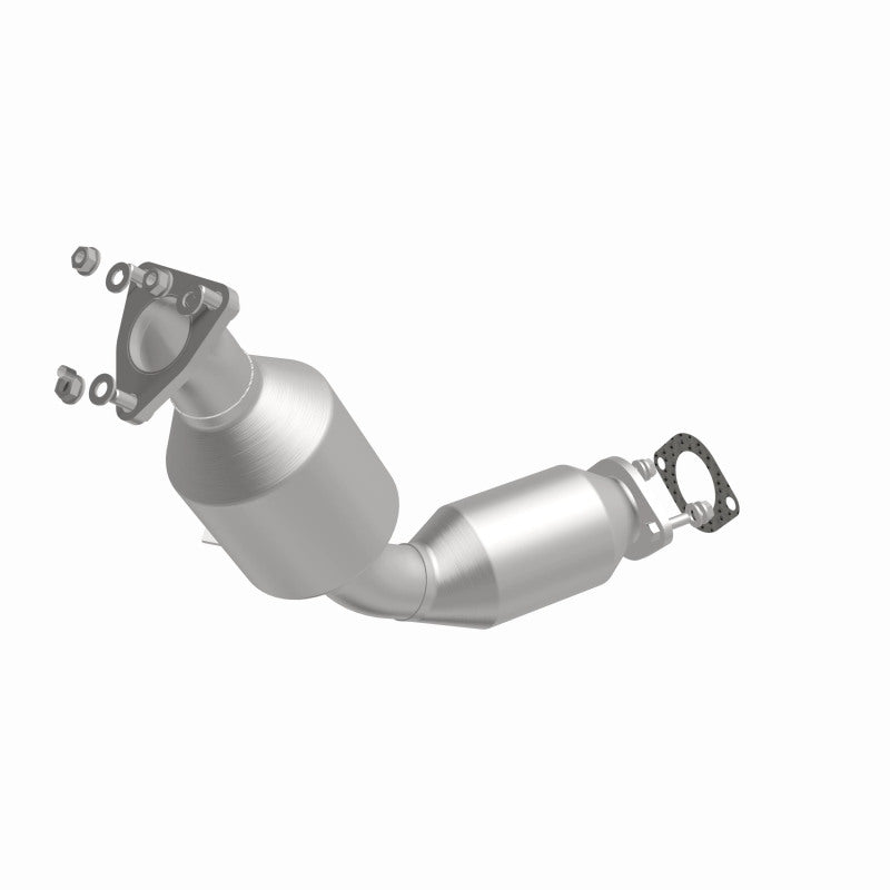 MagnaFlow 5411050 carb direct-fit catalytic converter, front three-quarter view of the turntable spin