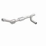 MagnaFlow 458002 carb direct-fit catalytic converter, front three-quarter view of the turntable spin