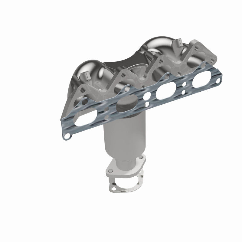 MagnaFlow 5531330 carb manifold converter, front three-quarter view of the turntable spin
