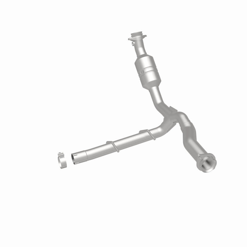 MagnaFlow 5551139 carb direct-fit catalytic converter, rear three-quarter view of the turntable spin