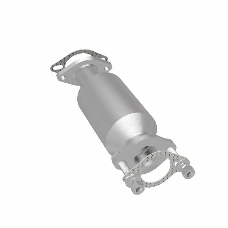 MagnaFlow 21-987 oem grade direct-fit catalytic converter, rear three-quarter view of the turntable spin