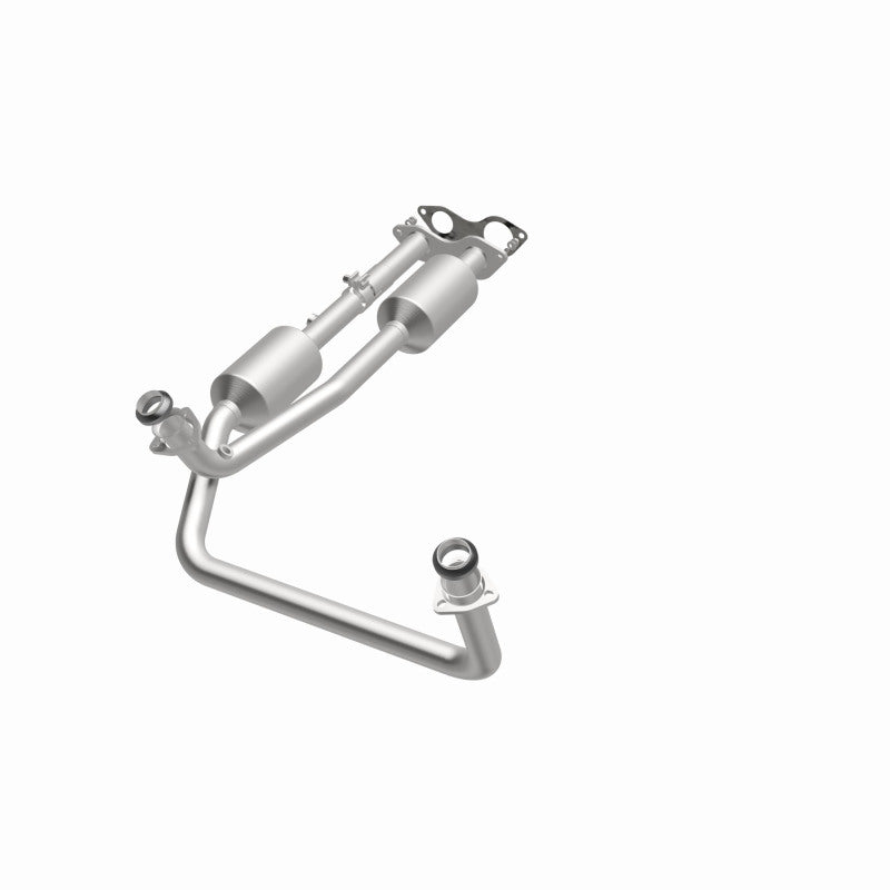 MagnaFlow 4451453 carb direct-fit catalytic converter, opposite front three-quarter view of the turntable spin