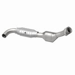 MagnaFlow 93121 hm grade direct-fit catalytic converter, opposite rear three-quarter view of the turntable spin
