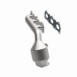 MagnaFlow 452060 carb manifold converter, rear three-quarter view of the turntable spin