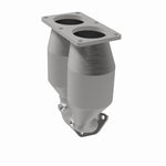 MagnaFlow 49103 oem grade direct-fit catalytic converter, front three-quarter view of the turntable spin