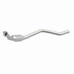 MagnaFlow 93210 hm grade direct-fit catalytic converter, front three-quarter view of the turntable spin