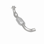 MagnaFlow 93374 hm grade direct-fit catalytic converter, rear three-quarter view of the turntable spin