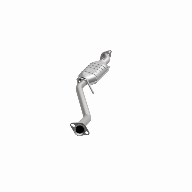 MagnaFlow 93340 epa direct-fit catalytic converter, opposite front three-quarter view of the turntable spin