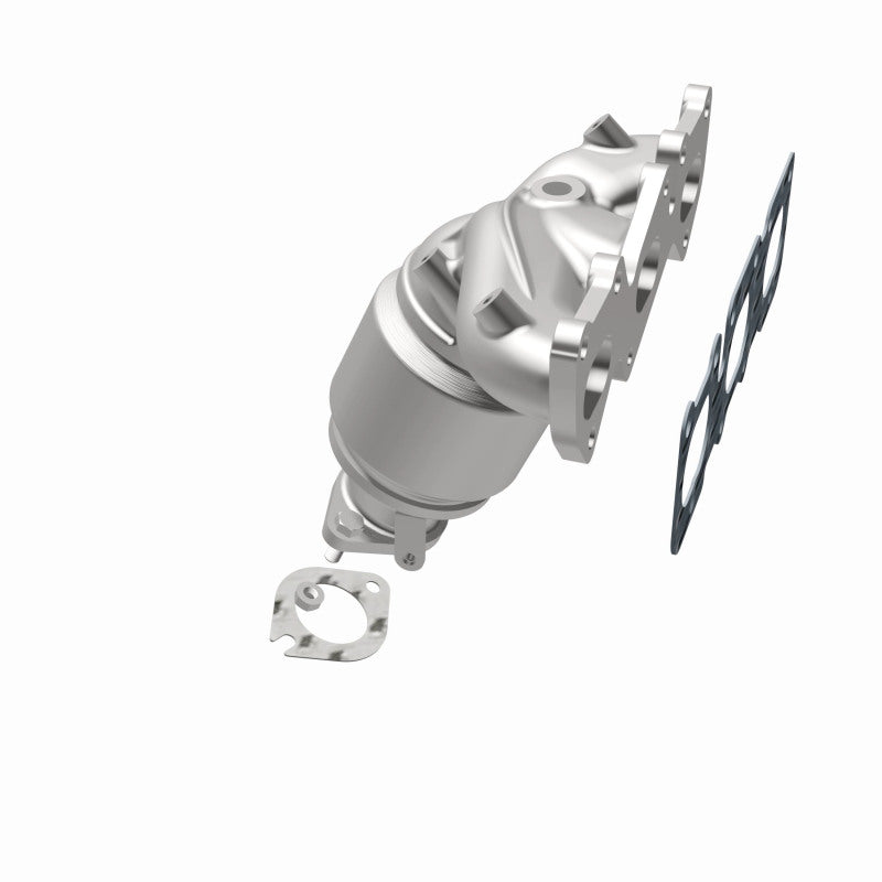 MagnaFlow 52783 oem grade manifold converter, opposite rear three-quarter view of the turntable spin