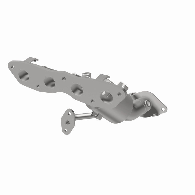 MagnaFlow 52441 oem grade manifold converter, opposite front three-quarter view of the turntable spin