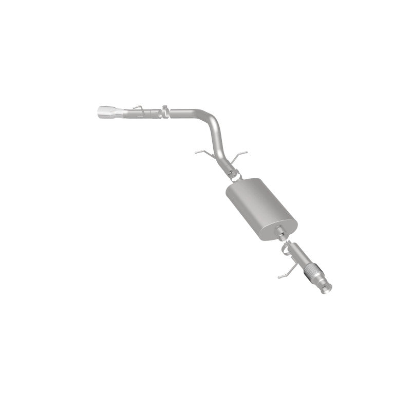 MagnaFlow 16564 street series cat-back exhaust, rear three-quarter view of the turntable spin
