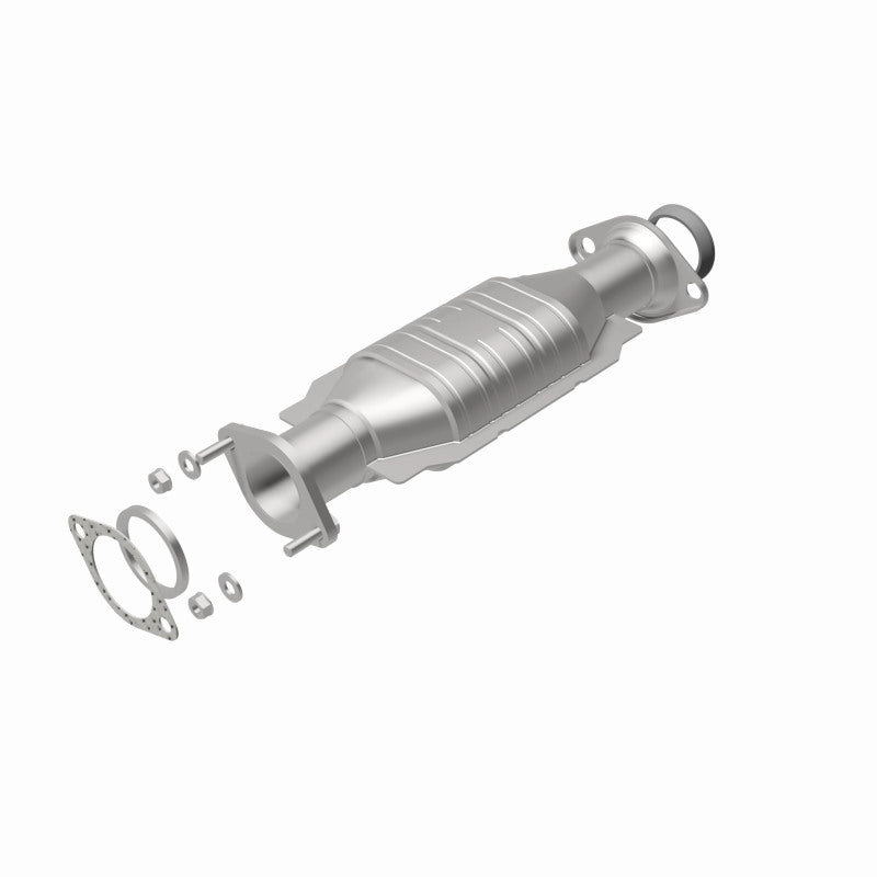 MagnaFlow 52174 oem grade direct-fit catalytic converter, rear view of the turntable spin