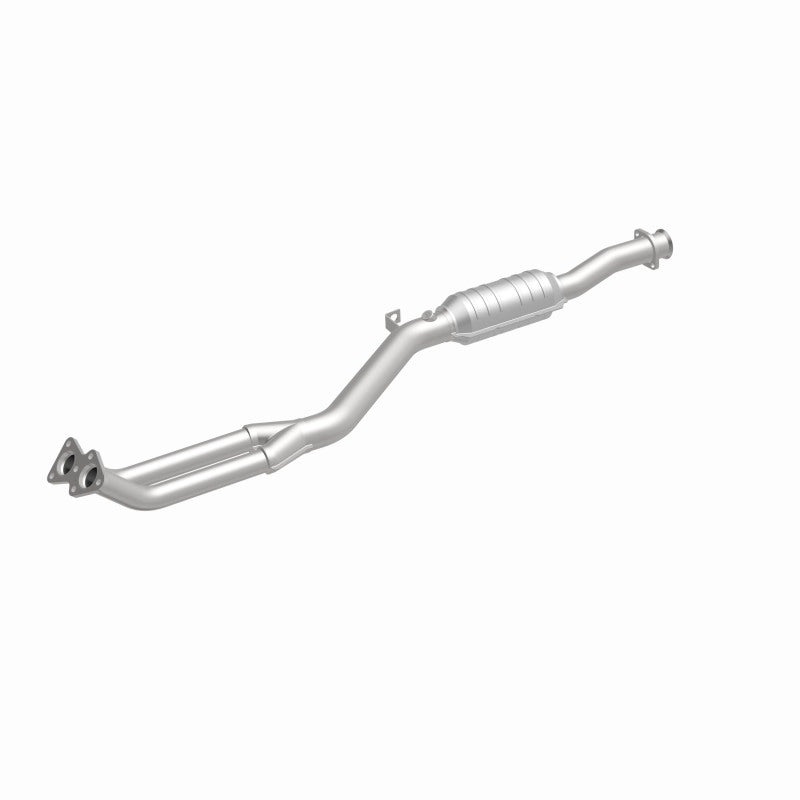 MagnaFlow 93684 epa direct-fit catalytic converter, front three-quarter view of the turntable spin