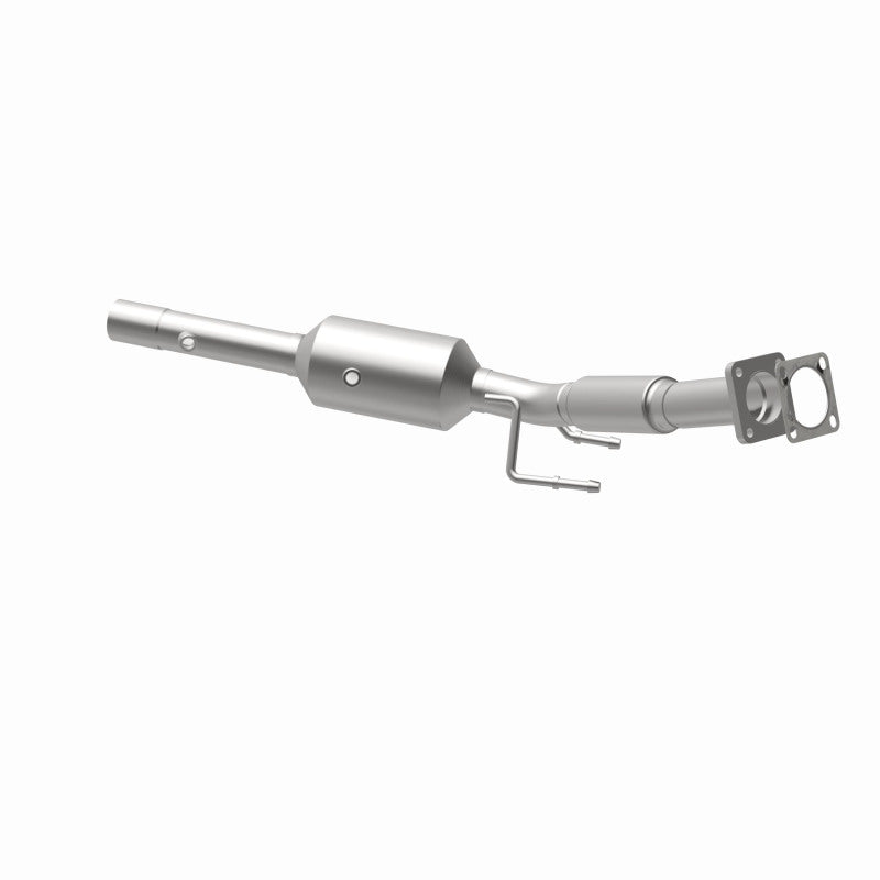 MagnaFlow 5561990 carb direct-fit catalytic converter, opposite rear three-quarter view of the turntable spin