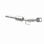 MagnaFlow 5561990 carb direct-fit catalytic converter, opposite rear three-quarter view of the turntable spin