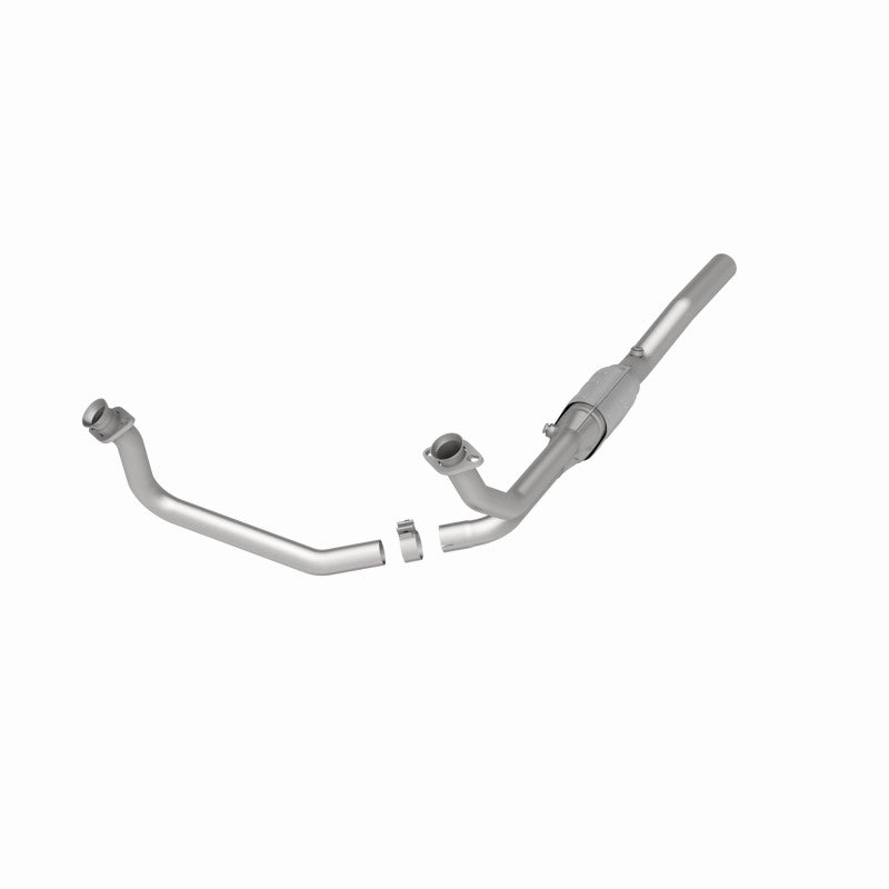 MagnaFlow 4451296 carb direct-fit catalytic converter, opposite front three-quarter view of the turntable spin