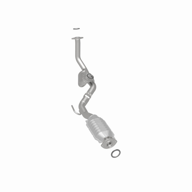 MagnaFlow 93269 hm grade direct-fit catalytic converter, rear three-quarter view of the turntable spin