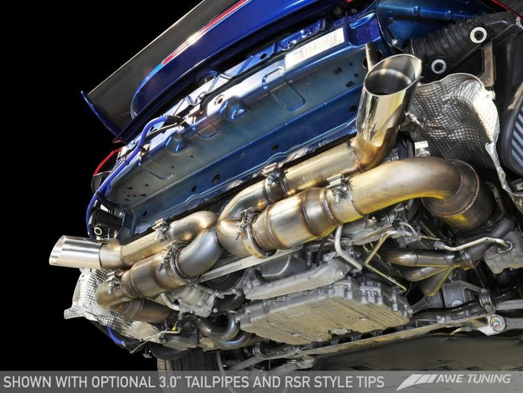 AWE Tuning Porsche 997.2TT Performance Exhaust Solution - Polished Silver RSR Style Tips - autotalent