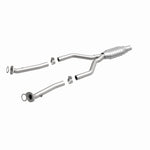 MagnaFlow 24169 hm grade direct-fit catalytic converter, front three-quarter view of the turntable spin