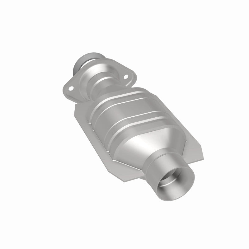 MagnaFlow 93268 hm grade direct-fit catalytic converter, rear three-quarter view of the turntable spin