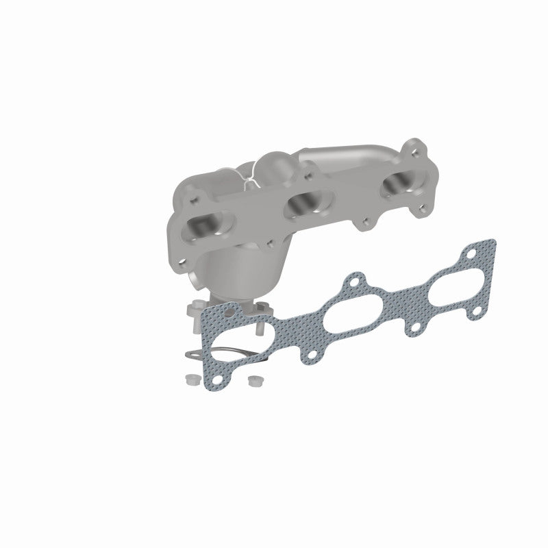MagnaFlow 452021 carb manifold converter, rear three-quarter view of the turntable spin