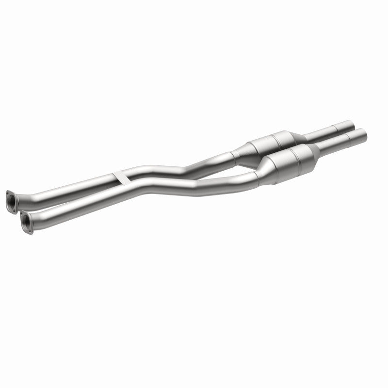 MagnaFlow 49760 oem grade direct-fit catalytic converter, front three-quarter view of the turntable spin