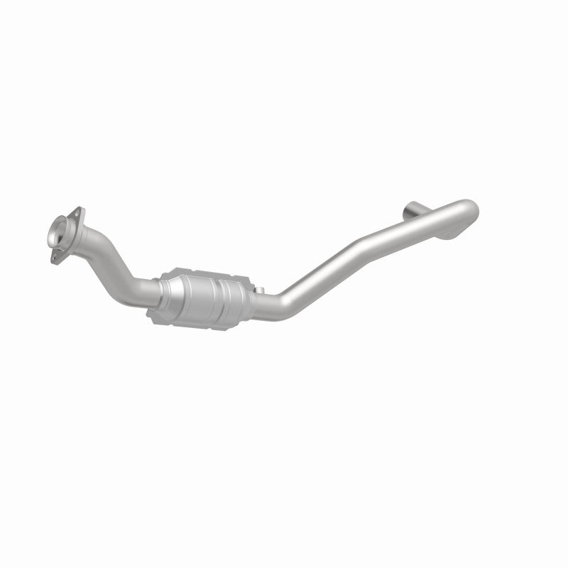 MagnaFlow 93417 hm grade direct-fit catalytic converter, front three-quarter view of the turntable spin