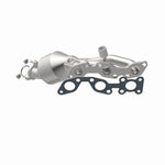 MagnaFlow 49997 oem grade manifold converter, front three-quarter view of the turntable spin