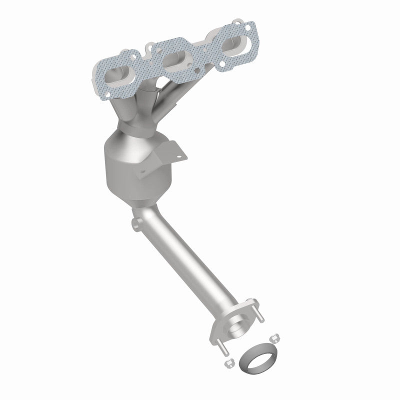 MagnaFlow 49266 oem grade manifold converter, rear three-quarter view of the turntable spin