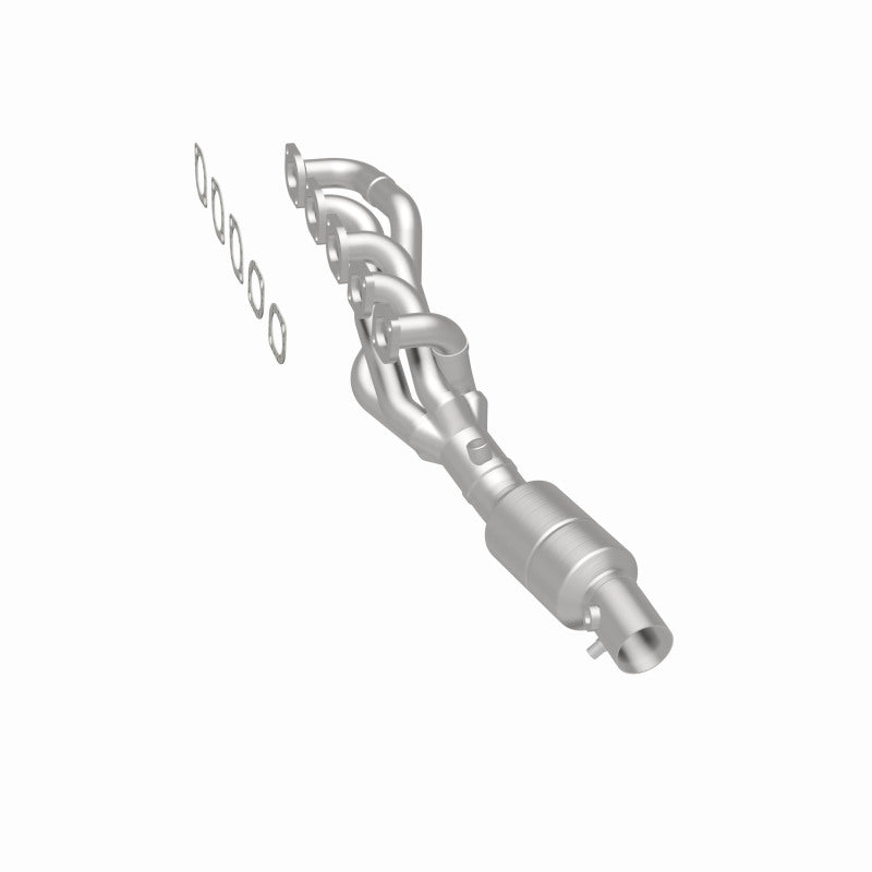 MagnaFlow 50420 hm grade manifold converter, rear three-quarter view of the turntable spin