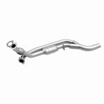 MagnaFlow 23518 hm grade direct-fit catalytic converter, front three-quarter view of the turntable spin
