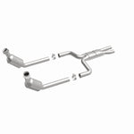 MagnaFlow 52099 oem grade direct-fit catalytic converter, front three-quarter view of the turntable spin