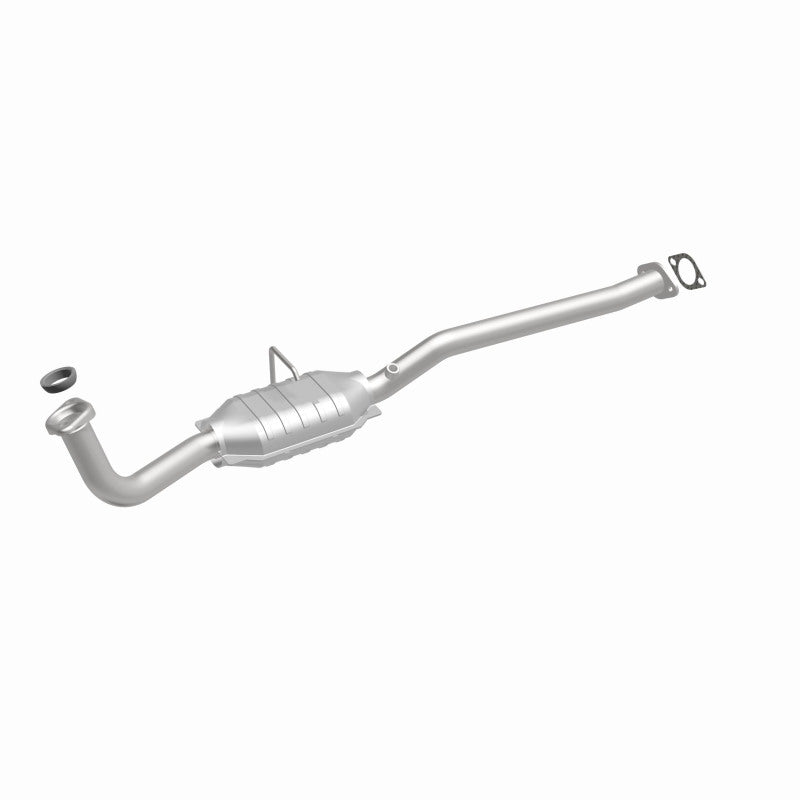 MagnaFlow 49563 oem grade direct-fit catalytic converter, front three-quarter view of the turntable spin