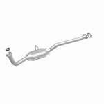 MagnaFlow 49563 oem grade direct-fit catalytic converter, front three-quarter view of the turntable spin