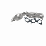 MagnaFlow 5481341 carb manifold converter, front three-quarter view of the turntable spin