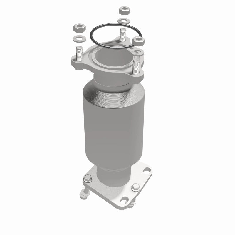 MagnaFlow 52909 oem grade direct-fit catalytic converter, opposite front three-quarter view of the turntable spin