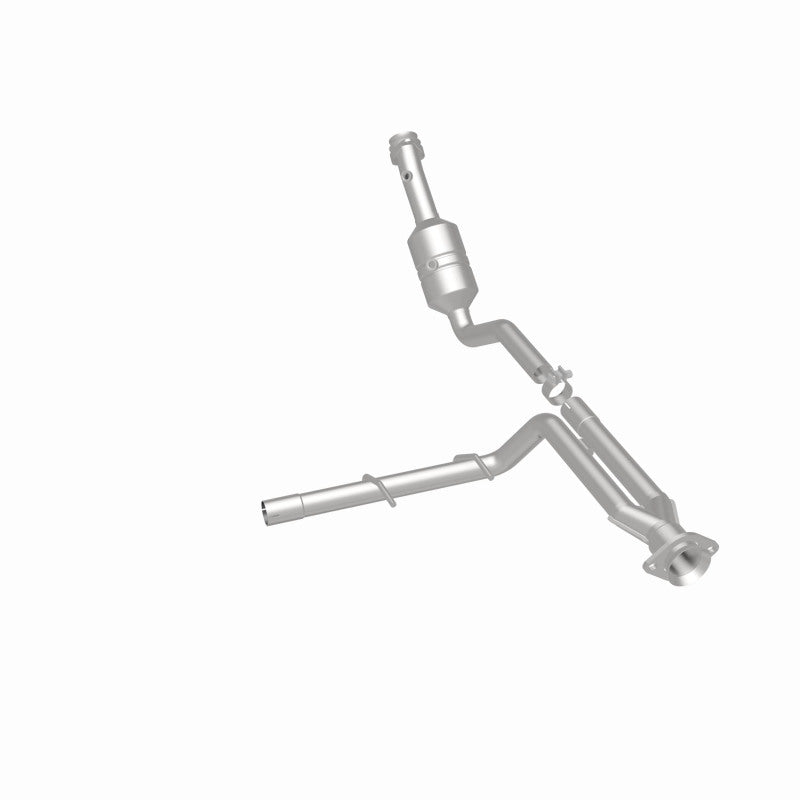 MagnaFlow 52156 oem grade direct-fit catalytic converter, rear three-quarter view of the turntable spin