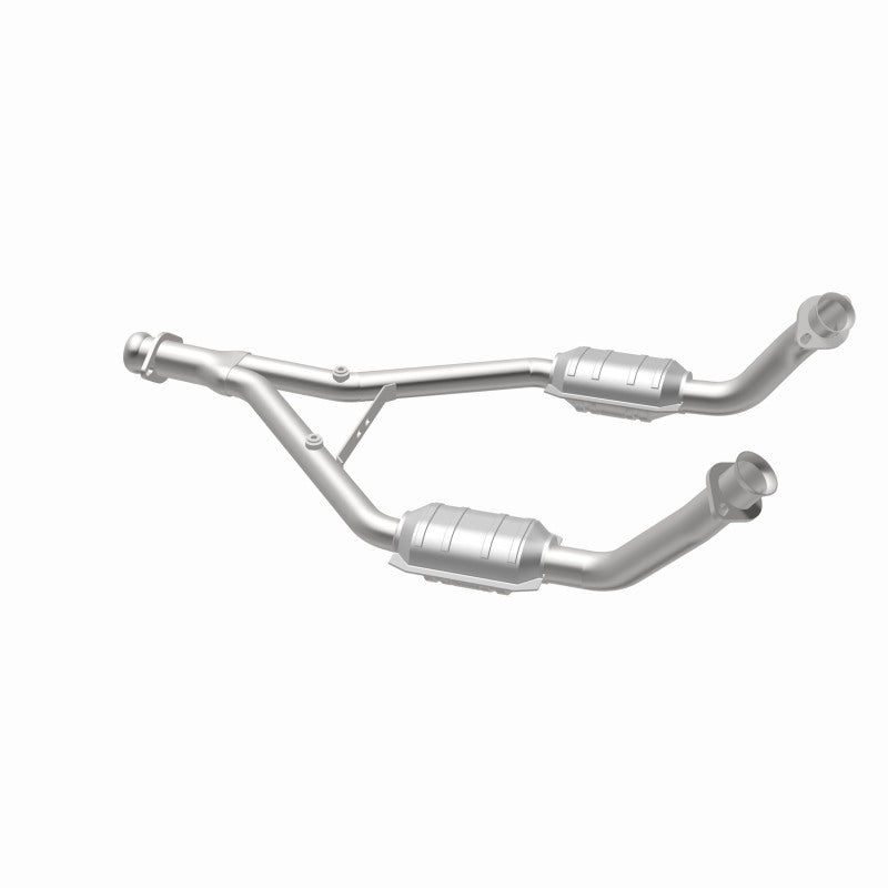 MagnaFlow 23340 epa direct-fit catalytic converter, opposite rear three-quarter view of the turntable spin