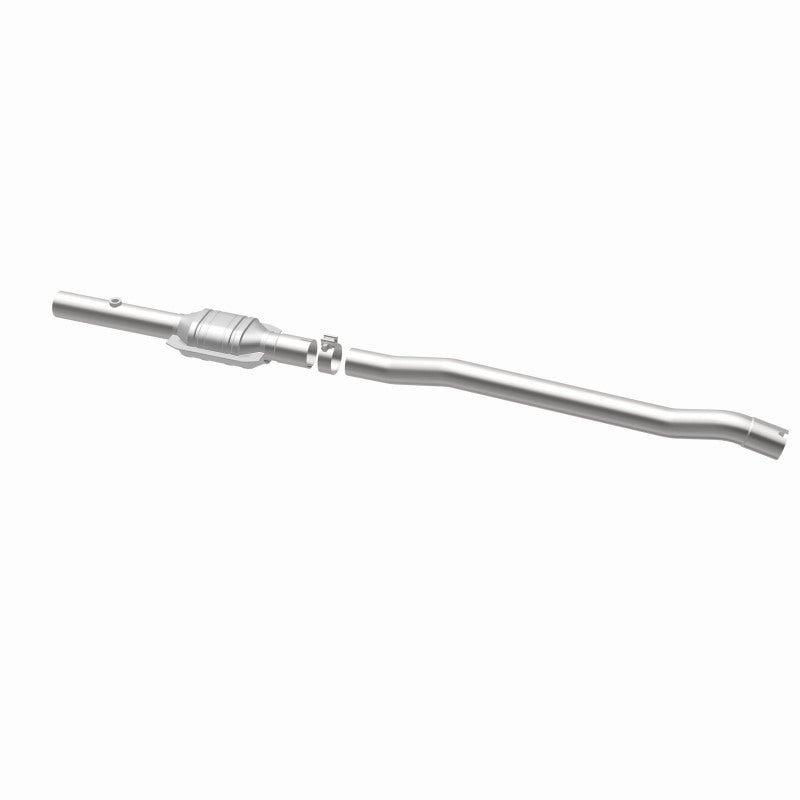 MagnaFlow 23505 hm grade direct-fit catalytic converter, opposite rear three-quarter view of the turntable spin